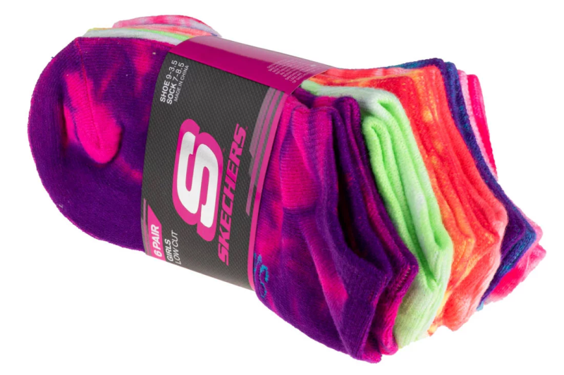 Skechers 6pk Girls Non Terry Tie Dye S107679-MULT Skechers 6pk Girls Non Terry Tie Dye S107679-MULT