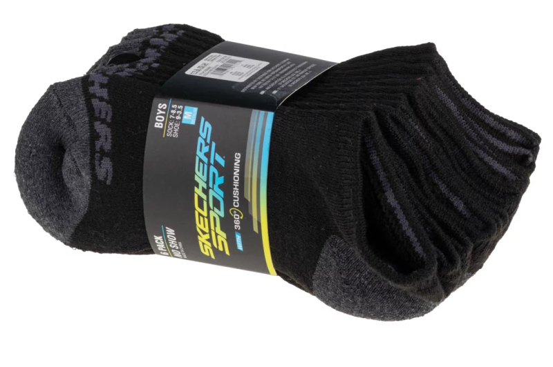 Skechers Boys 6pk No Show Socks S108264-BLK Skechers Boys 6pk No Show Socks S108264-BLK