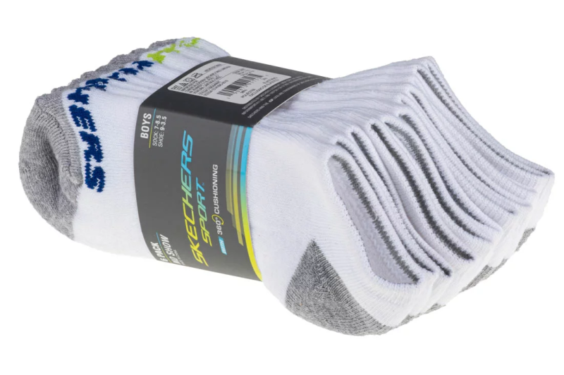 Skechers Boys 6pk No Show Socks S108264-WHT Skechers Boys 6pk No Show Socks S108264-WHT
