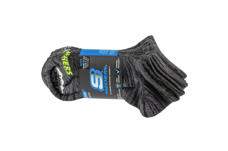 Skechers 6pk Boys No Terry Socks S112222-BLK Skechers 6pk Boys No Terry Socks S112222-BLK