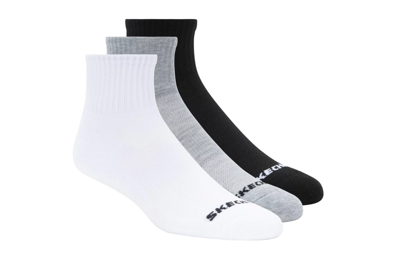 Skechers 3PPK Qtr Crew Socks S114235-BKWG