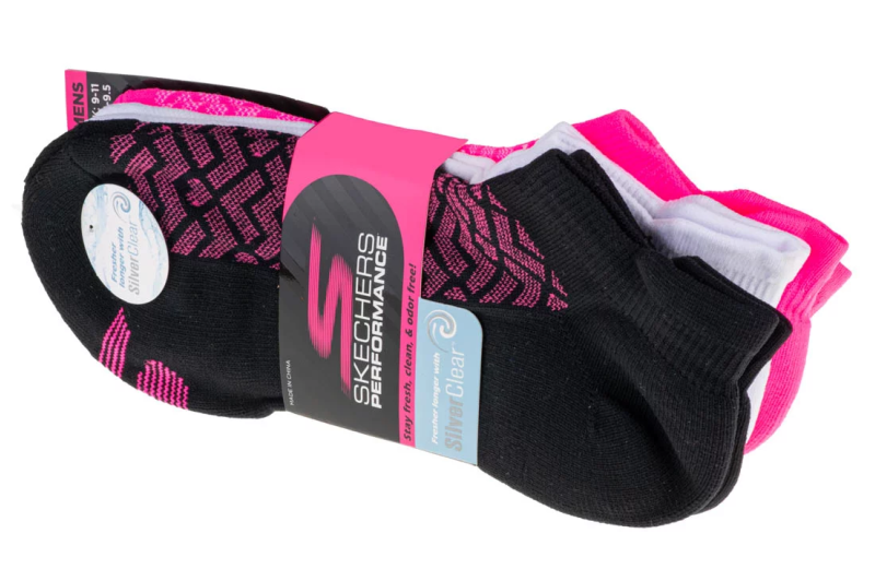 Skechers 3pk Womens 1/2 Terry Low Cut Socks S115103-BKPK Skechers 3pk Womens 1/2 Terry Low Cut Socks S115103-BKPK