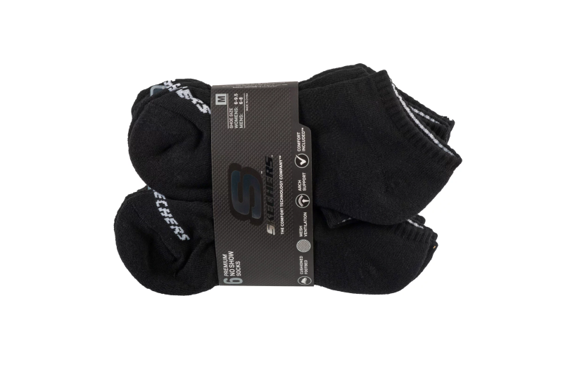 Skechers 6pk Core Lowcut Lg Socks S118209-BLK Skechers 6pk Core Lowcut Lg Socks S118209-BLK