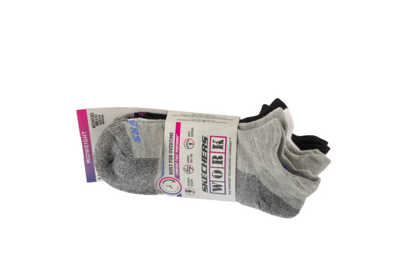 Skechers 3pk Work Lowcut Womens Socks S119052-GRBK Skechers 3pk Work Lowcut Womens Socks S119052-GRBK
