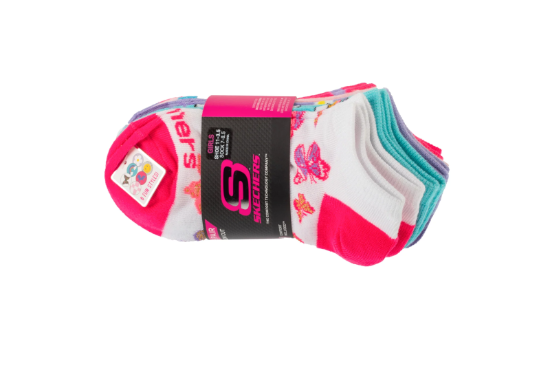 Skechers 6pk Girls Butterfly Socks S601234-MULT Skechers 6pk Girls Butterfly Socks S601234-MULT