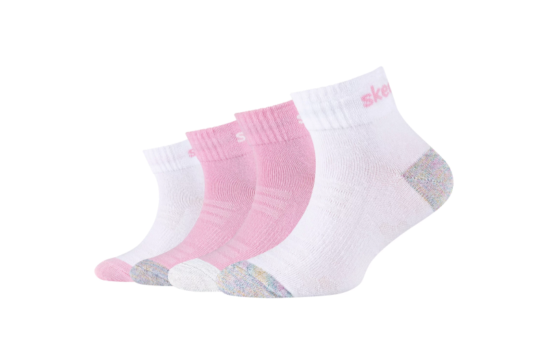 Skechers 4PPK Girls Mesh Ventilation Quarter Socks SK42042-1001 Skechers 4PPK Girls Mesh Ventilation Quarter Socks SK42042-1001