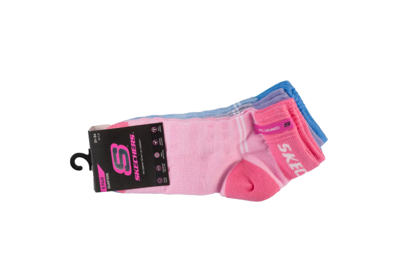 Skechers Mesh Ventilation Quarter Boys and Grils 5PPK Socks SK42055-4130 Skechers Mesh Ventilation Quarter Boys and Grils 5PPK Socks SK42055-4130