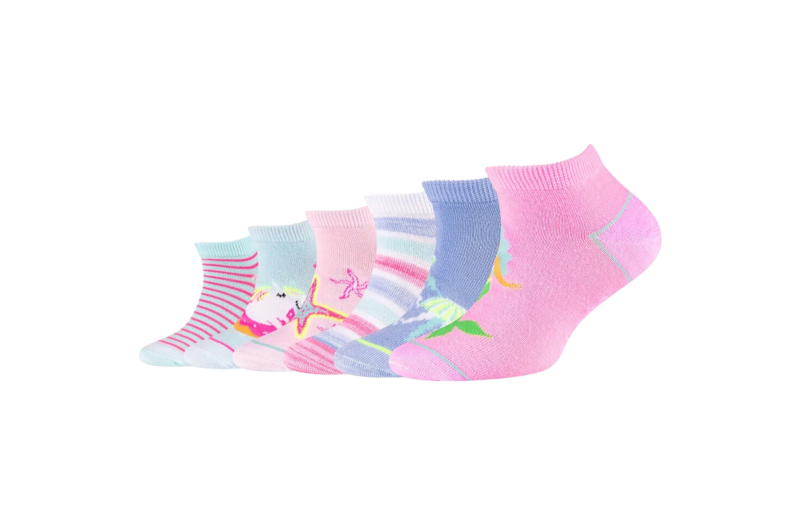 Skechers 6PPK Girls Casual Fancy Sneaker Socks SK43081-1001 Skechers 6PPK Girls Casual Fancy Sneaker Socks SK43081-1001