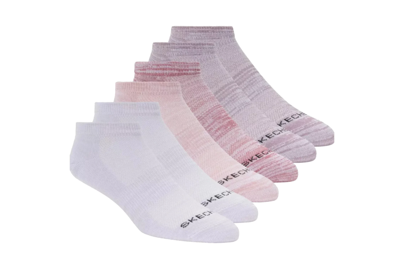 Skechers 6pk Womens Non Terry Low Cut Socks S108498-PNK Skechers 6pk Womens Non Terry Low Cut Socks S108498-PNK