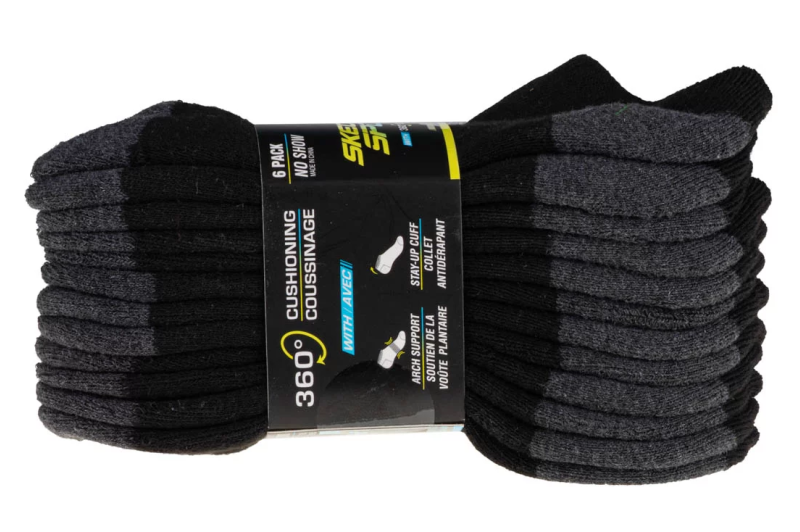 Skechers Boys 6pk No Show Socks S108264-BLK Skechers Boys 6pk No Show Socks S108264-BLK
