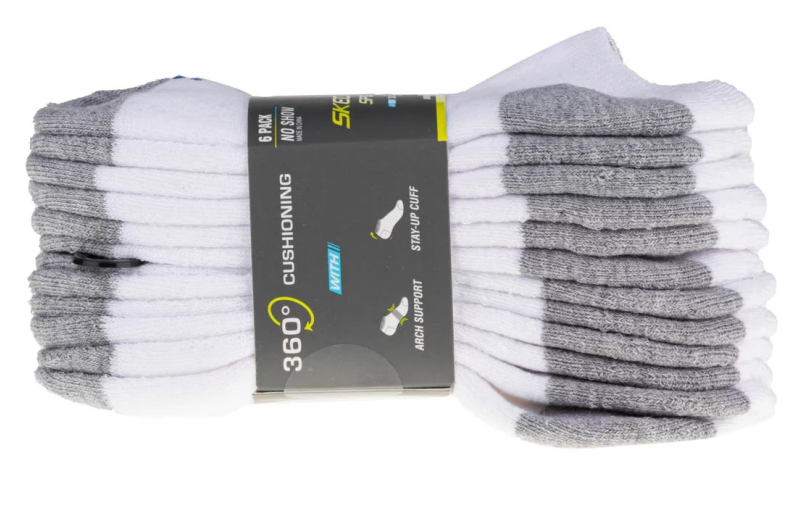 Skechers Boys 6pk No Show Socks S108264-WHT Skechers Boys 6pk No Show Socks S108264-WHT
