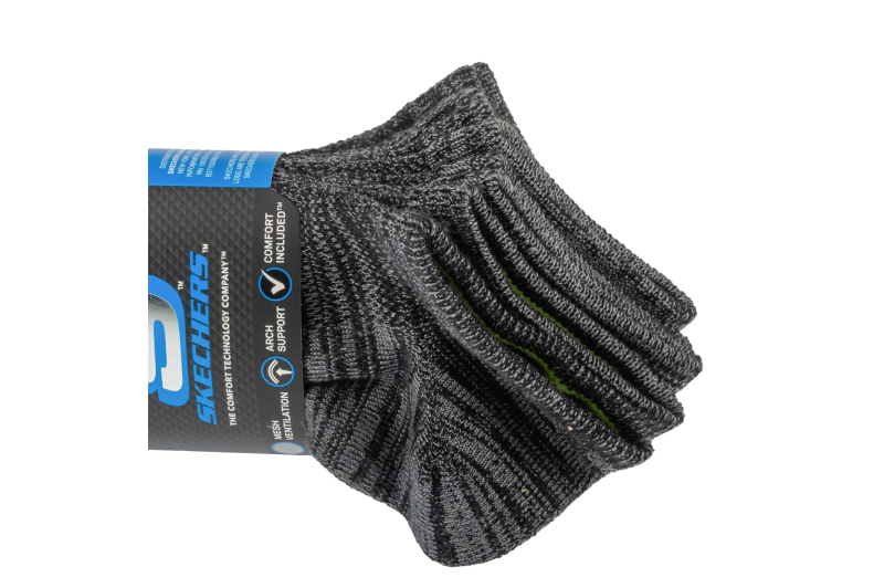 Skechers 6pk Boys No Terry Socks S112222-BLK Skechers 6pk Boys No Terry Socks S112222-BLK