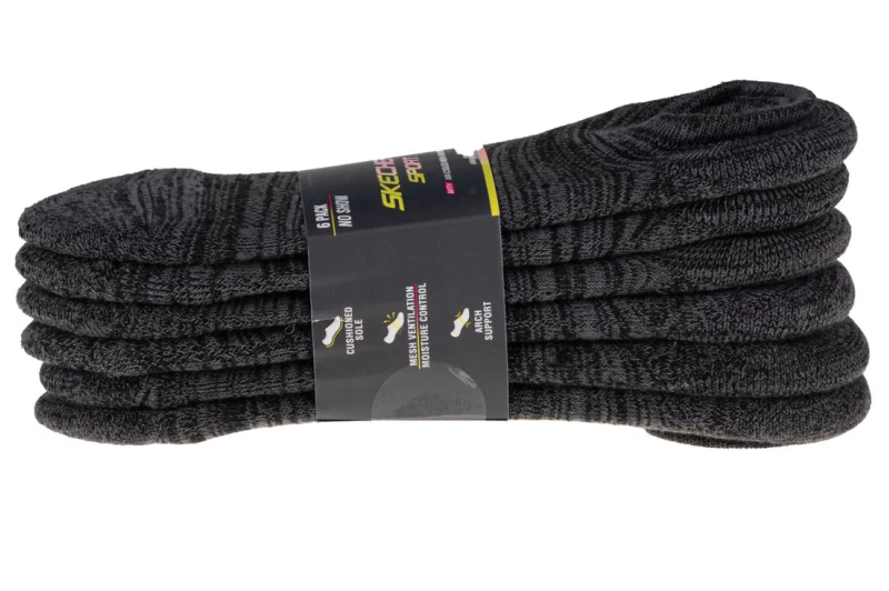 Skechers 6pk Womens 1/2 Terry Socks S113157-GRY Skechers 6pk Womens 1/2 Terry Socks S113157-GRY