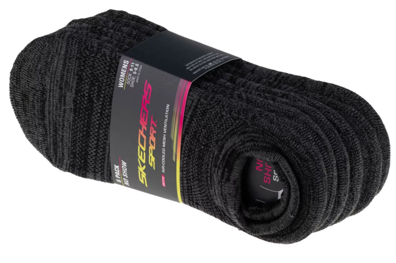 Skechers 6pk Womens 1/2 Terry Socks S113157-GRY Skechers 6pk Womens 1/2 Terry Socks S113157-GRY