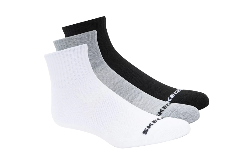 Skechers 3PPK Qtr Crew Socks S114235-BKWG Skechers 3PPK Qtr Crew Socks S114235-BKWG