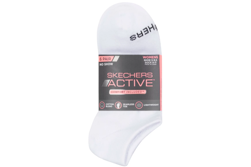 Skechers 6pk Womens Cotton Nshw Socks S116979-WHT Skechers 6pk Womens Cotton Nshw Socks S116979-WHT