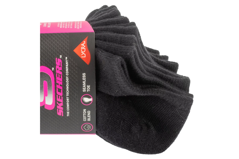 Skechers 6pk Girls Cotton Ns Socks S117880-BLK Skechers 6pk Girls Cotton Ns Socks S117880-BLK