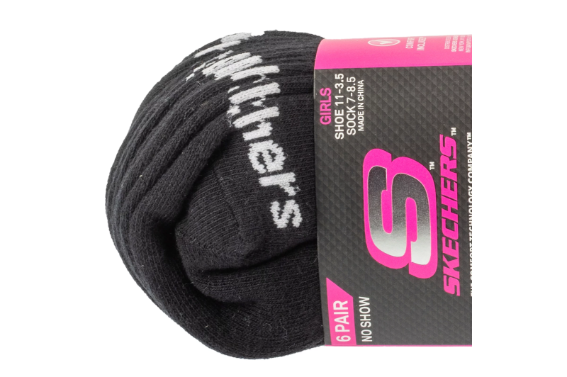 Skechers 6pk Girls Cotton Ns Socks S117880-BLK Skechers 6pk Girls Cotton Ns Socks S117880-BLK
