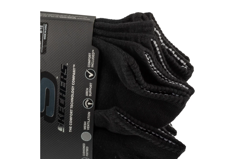 Skechers 6pk Unisex 1/2 Terry Crew Socks S118210-BLK Skechers 6pk Unisex 1/2 Terry Crew Socks S118210-BLK
