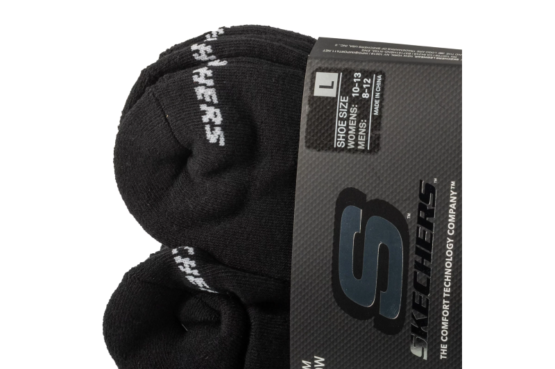 Skechers 6pk Unisex 1/2 Terry Crew Socks S118210-BLK Skechers 6pk Unisex 1/2 Terry Crew Socks S118210-BLK