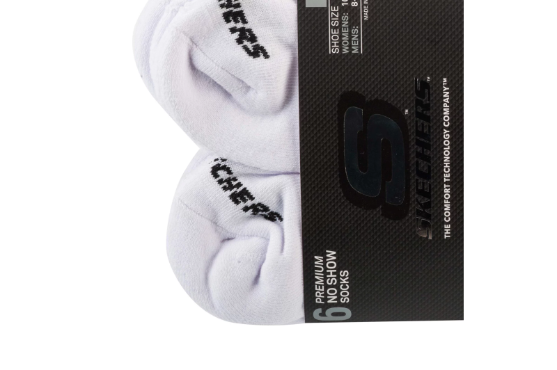 Skechers 6pk Unisex 1/2 Terry Crew Socks S118210-WHT Skechers 6pk Unisex 1/2 Terry Crew Socks S118210-WHT