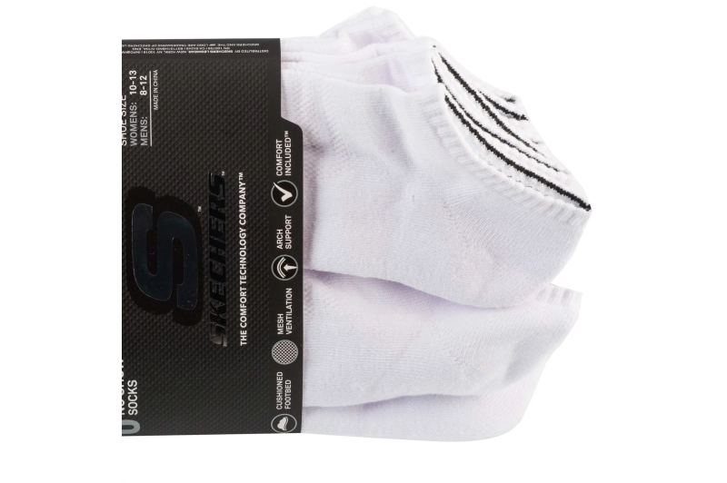Skechers 6pk Unisex 1/2 Terry Crew Socks S118210-WHT Skechers 6pk Unisex 1/2 Terry Crew Socks S118210-WHT