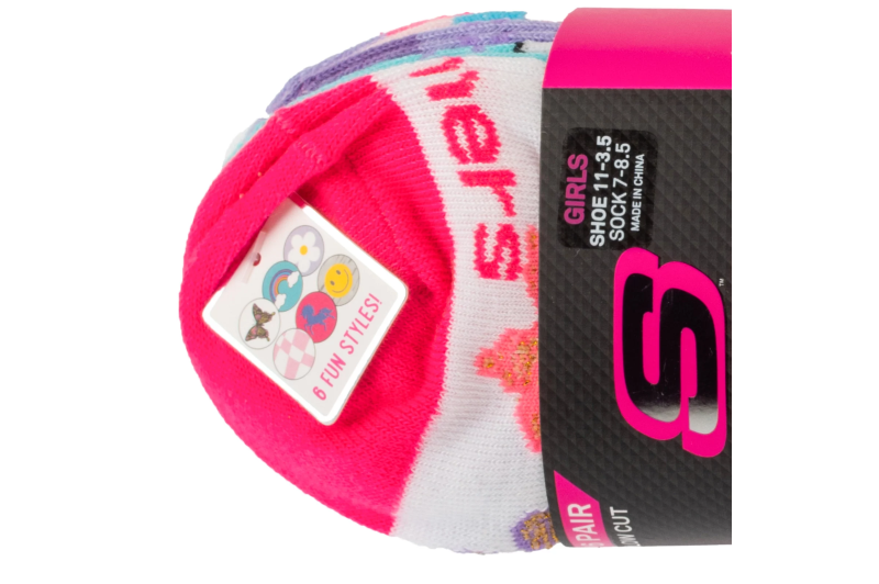 Skechers 6pk Girls Butterfly Socks S601234-MULT Skechers 6pk Girls Butterfly Socks S601234-MULT