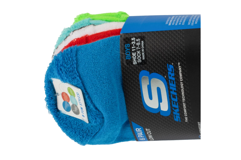 Skechers 6pk Boys Dino Terry Socks S601256-MULT Skechers 6pk Boys Dino Terry Socks S601256-MULT